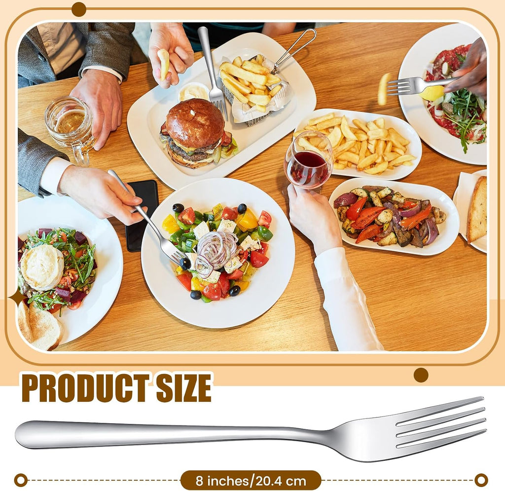 Minatee 200 Pcs Dinner Forks Bulk Set 8 Inches Stainless Steel Metal Forks Silverware Table Cutlery Mirror Polished Salad Flatware for Home Restaurant Kitchen