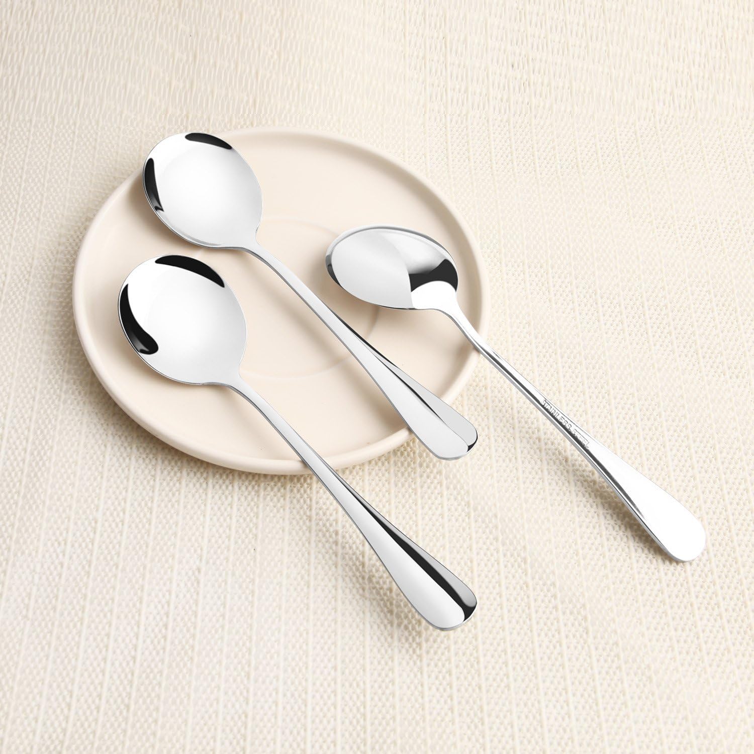 Soup Spoons  Wholesale Spoons Silverware  Round Stainless Steel Spoon Set of 8