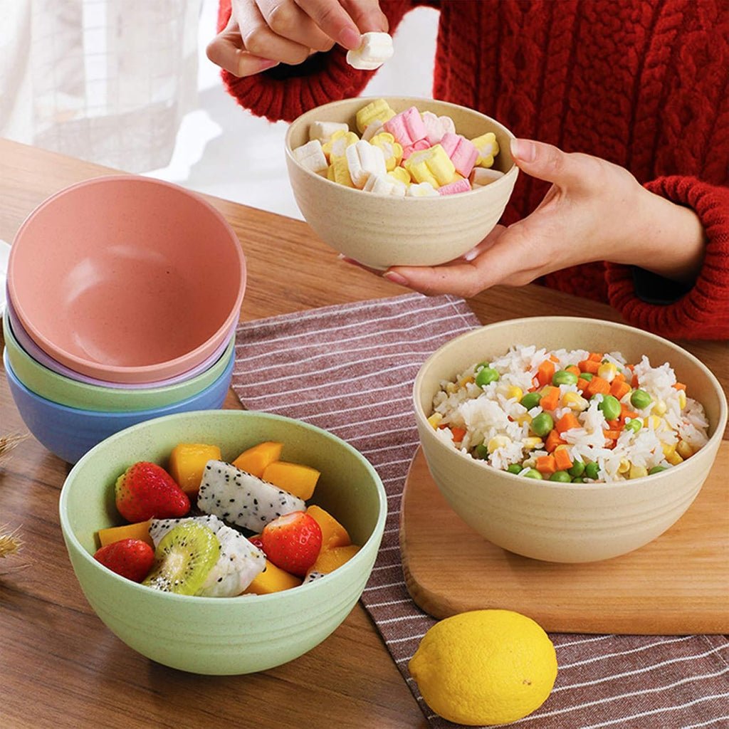 Cuayaes 5Pcs Unbreakable Cereal Bowls  18 OZ Reusable Lightweight Wheat Straw Bowl  Dishwasher & Microwave Safe - Perfect for Rice  Noodle  Snack  Salad  Soup (5 Colors)