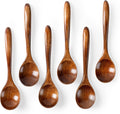 6 PCS Wooden Spoons for Honey  6.7 inch Small Wooden Spoons - Terrific for Tea  Coffee & Soup  Little Wood Serving Table Spoon Set  Bulk Bamboo Teaspoon for Eating with Unique Design