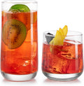 Libbey Ascent Tumbler and Rocks Drinking Glasses Set of 16  Glass Drinking Glasses with Curvature  Versatile Glassware Set for Parties and More