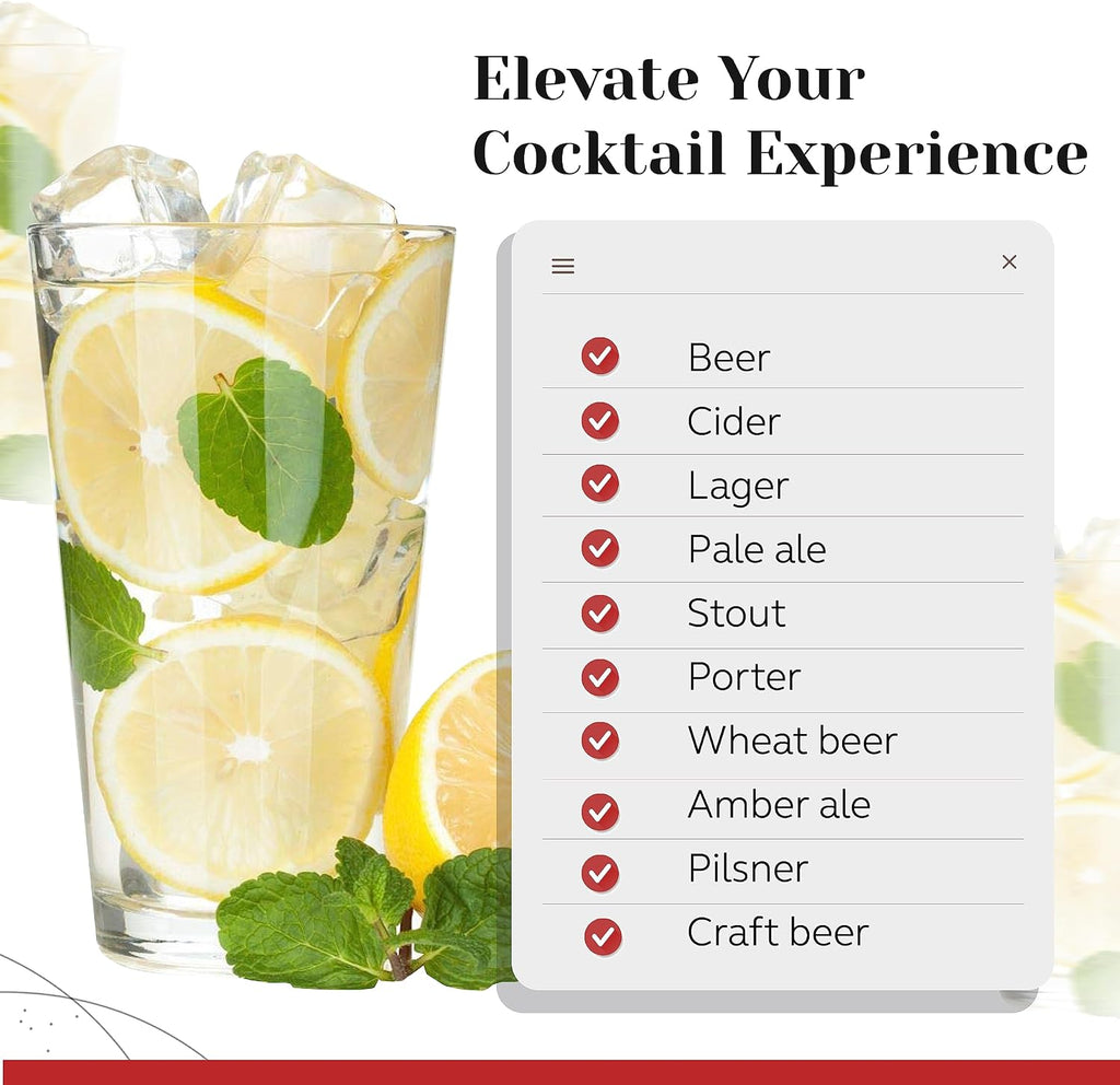 Pint Glasses Set of 6 - 16 oz Drinking Glasses Made for Cold Beverages - 16 oz Mixing Glass & Highball Set of 6 for Homes  Pubs & More - Freezer & Dishwasher-Friendly Cocktail Glasses  PARNOO