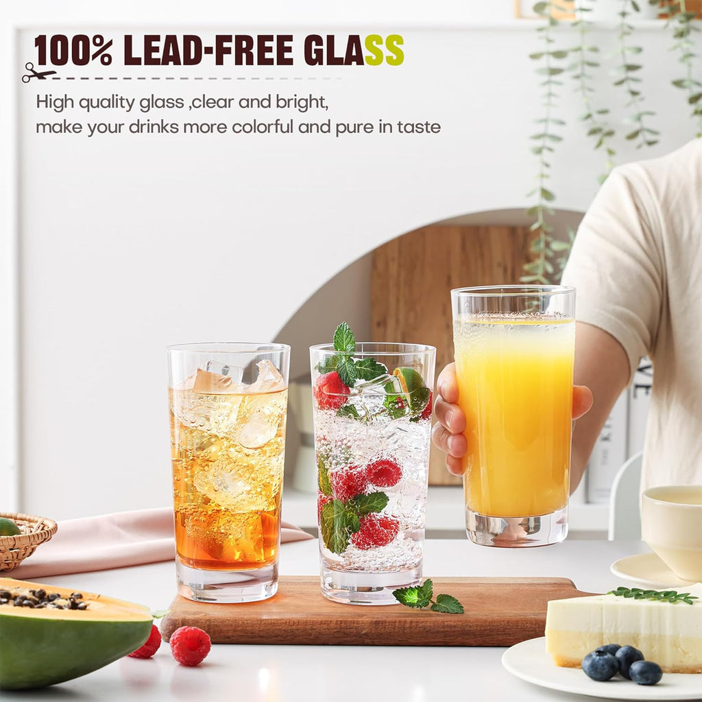 Highball Glasses Set of 6  13oz Tall Drinking Glasses  Water Glass for Kitchen  Tom Collins Glasses  Mojito Glass Cups  Cocktail Glasses for Bar Glassware