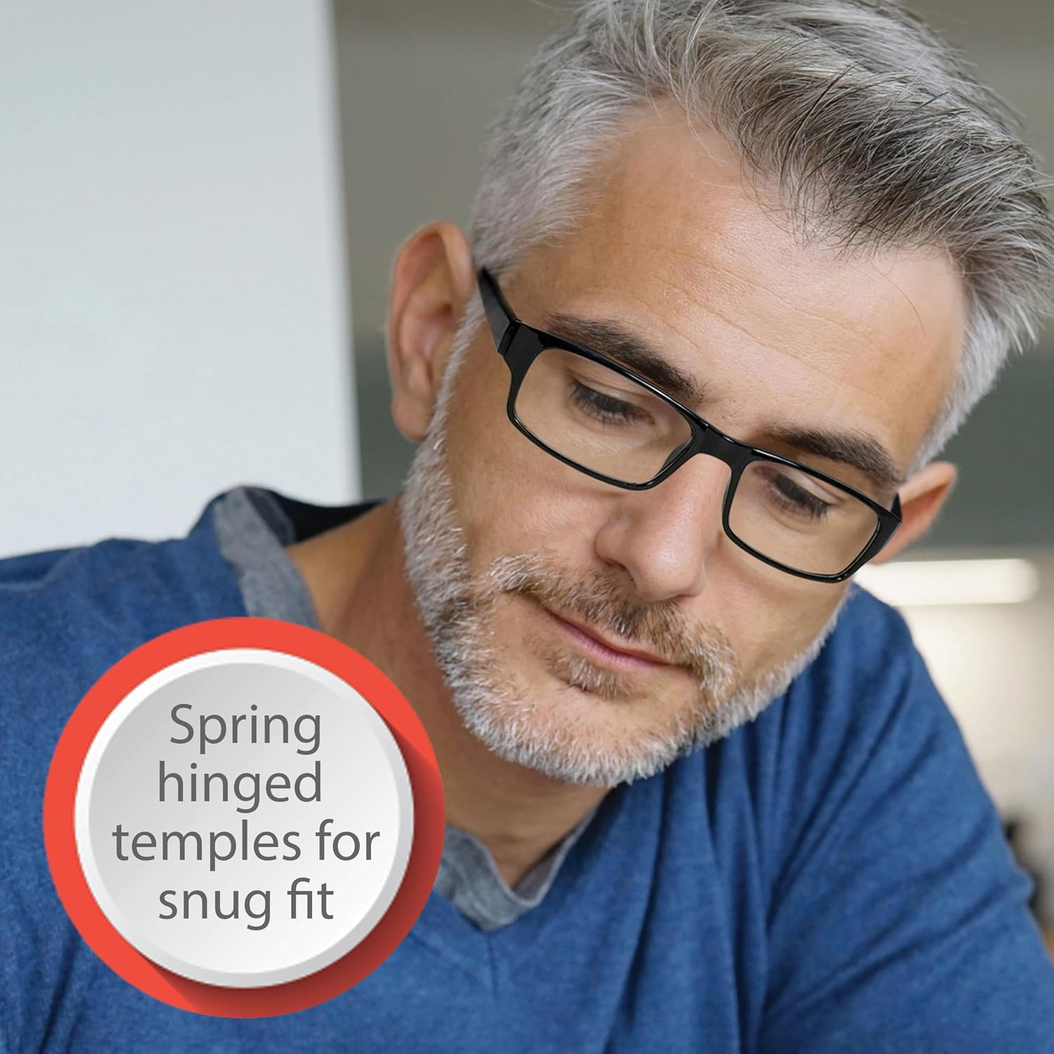 Boost Eyewear 6 Pack Reading Glasses  Traditional Black Frames  with Spring Loaded Hinges