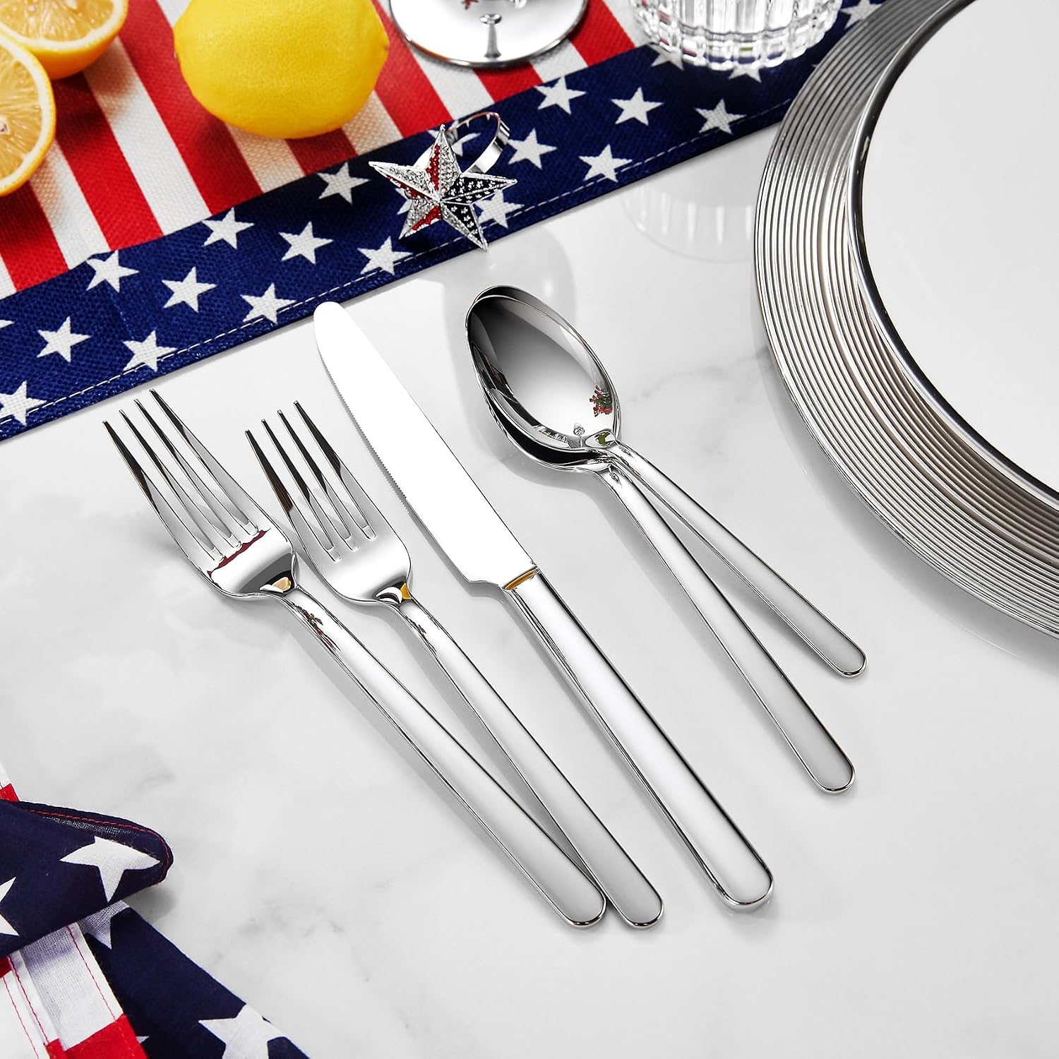 KEAWELL Premium Lucent 4-Piece 7.3 inch Forks Silverware – Mirror Polished 18/10 Stainless Steel with Modern Handle and Dishwasher Safe for Formal Meals and Gifting (4  Salad Forks)