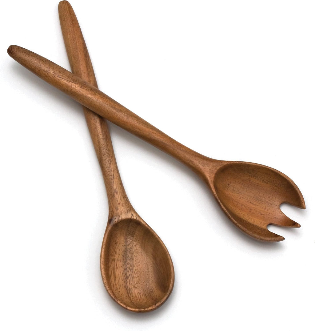 Lipper International 1188 Acacia Oblong Salad Servers  12" Long  One Pair