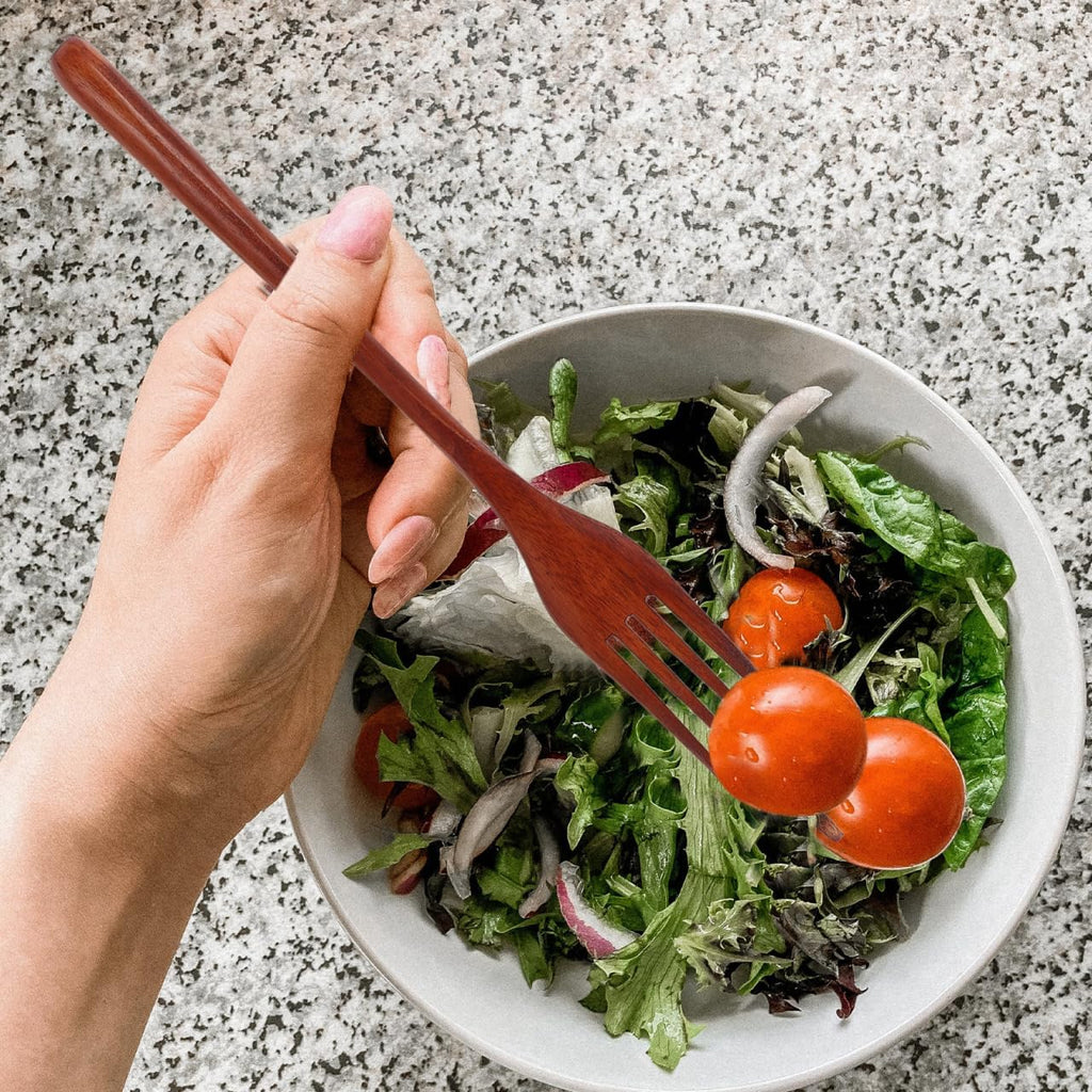 Cabilock Wooden Forks: Japanese Style Reusable Wood Tasting Fork for Salad  Pasta  Grill  Fruit  Noodles - Kitchen Cooking Serving Utensil