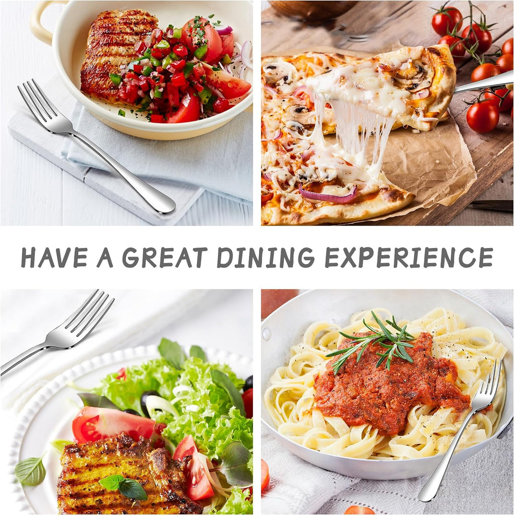 Forks and Spoons Set  10PCS 6.7" Salad Forks and 10PCS 6.7" Soup Spoons  Stainless Steel Silverware set of 20  Mirror Polished & Dishwasher Safe