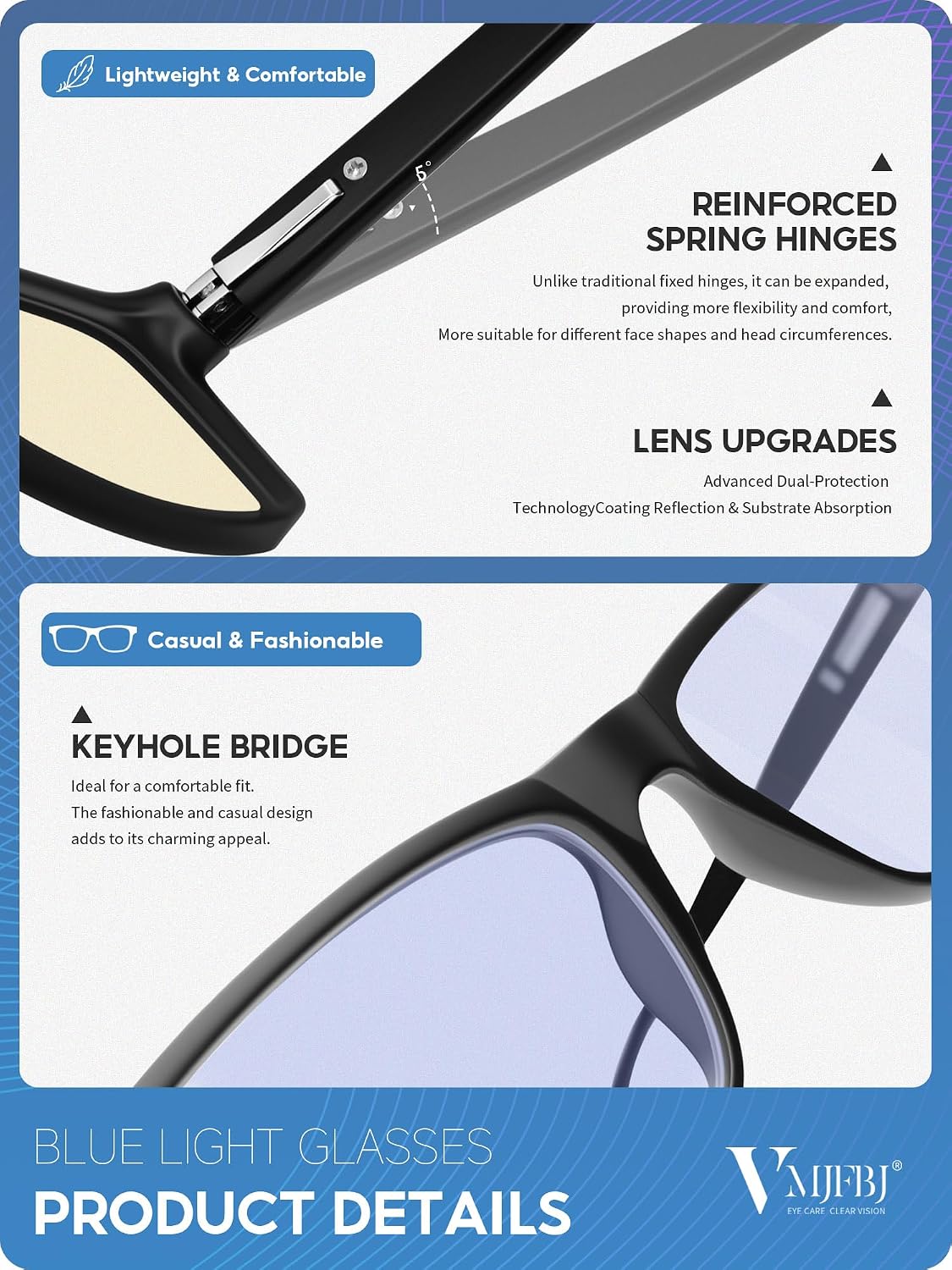 Blue Light Blocking Glasses For Men/Women Anti-Fatigue Computer Monitor Gaming Improve Sleep Reduce Eye Strain Gamer Glasses