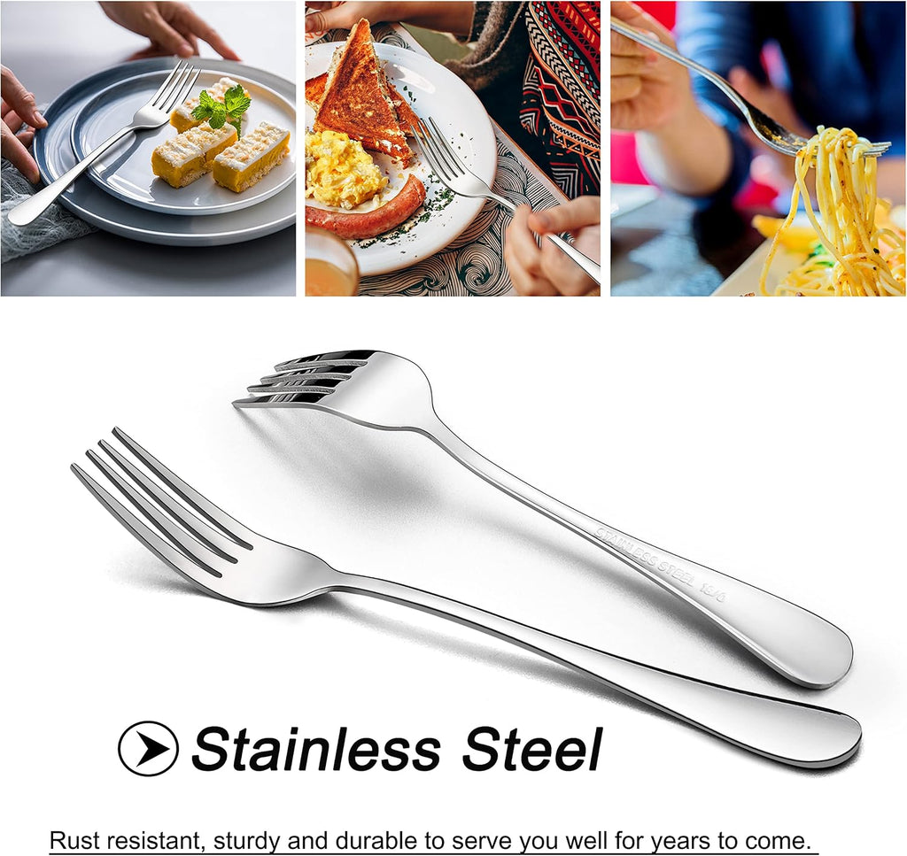 LIANYU 24-Piece Forks and Spoons Silverware Set  12 Teaspoon and 12 Salad Fork  Stainless Steel Flatware Cutlery Set for Home Kitchen Hotel  Mirror Finished  Dishwasher Safe