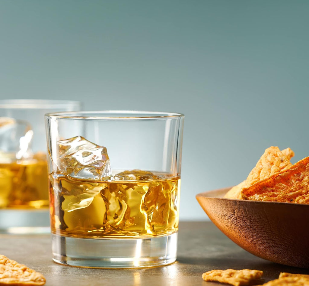 Godinger Old Fashioned Whiskey Glasses  Italian Made Drinking Glasses  Glass Cups  Whiskey Gifts - Set of 4