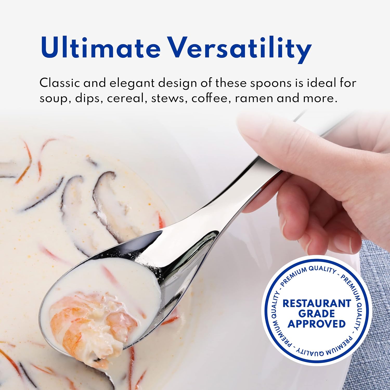 New Star Foodservice 1029062 Extra Heavy Duty Stainless Steel 18/10 Soup Spoons  Set of 12