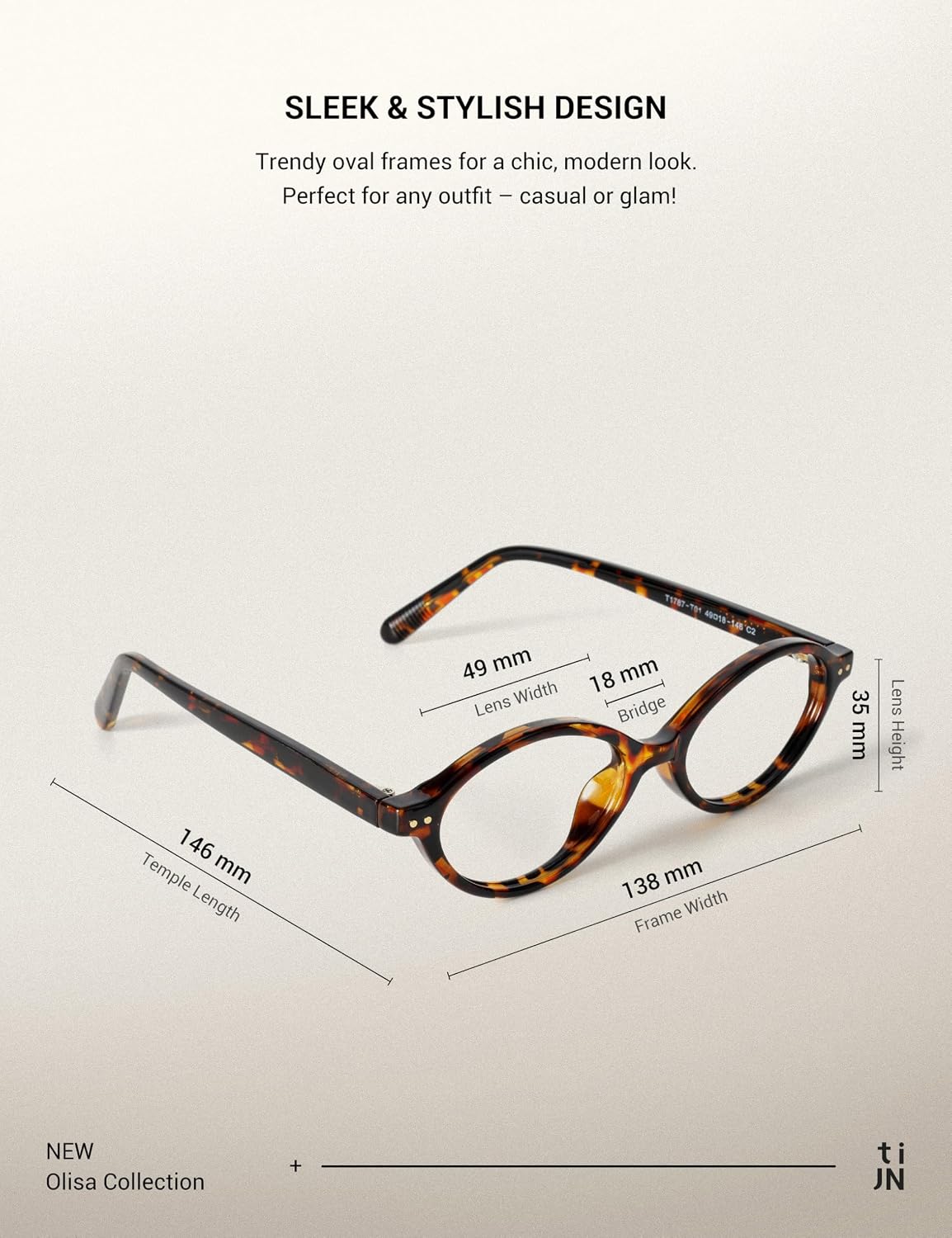 TIJN Olisa Blue Light Blocking Glasses for Women Men Oval Glasses Frame Bluelight Glasses for Gaming/Computer/Screen