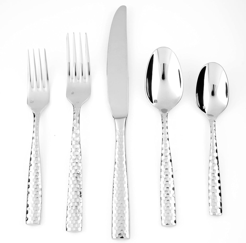 Fortessa Lucca Faceted 18/10 Stainless Steel Flatware Salad/Dessert Fork  Set of 12