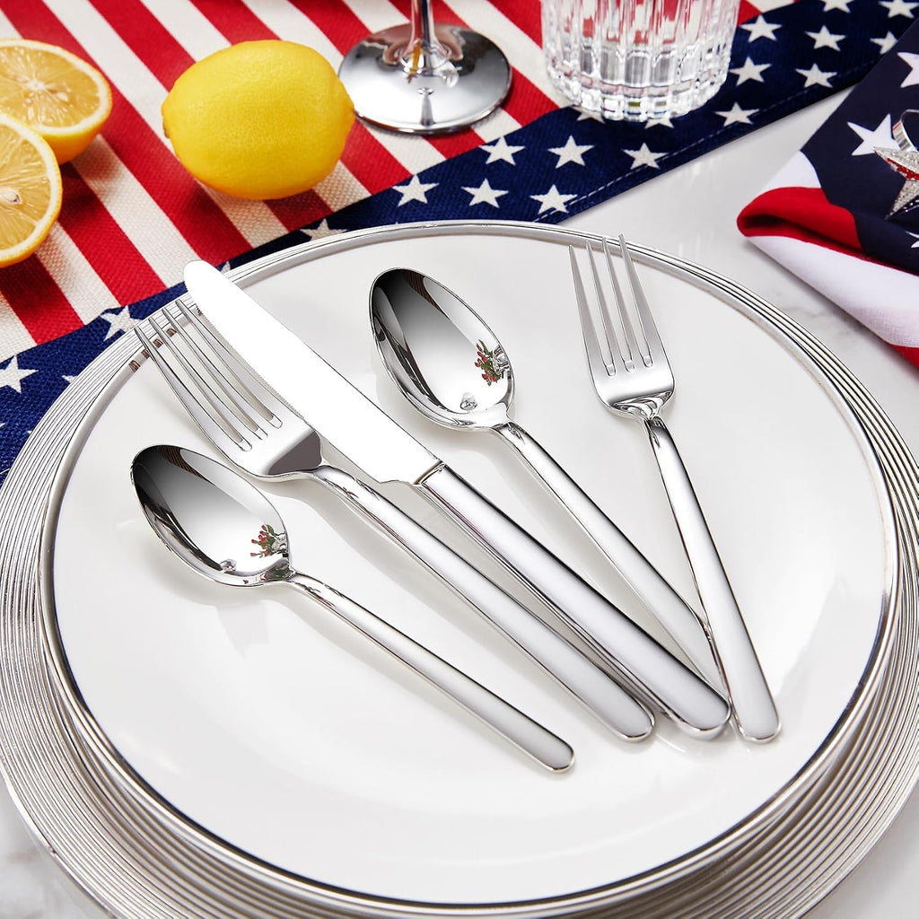 KEAWELL Premium Lucent 4-Piece 7.3 inch Forks Silverware – Mirror Polished 18/10 Stainless Steel with Modern Handle and Dishwasher Safe for Formal Meals and Gifting (4  Salad Forks)