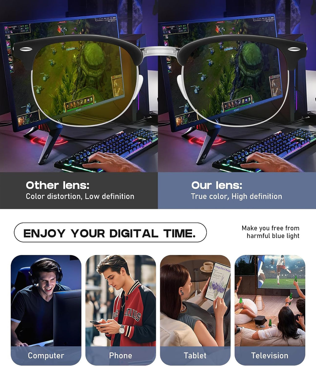 Blue Light Blocking Glasses Computer/Gaming/Screen Glasses for Women or Men，Anti Blue Light & UV