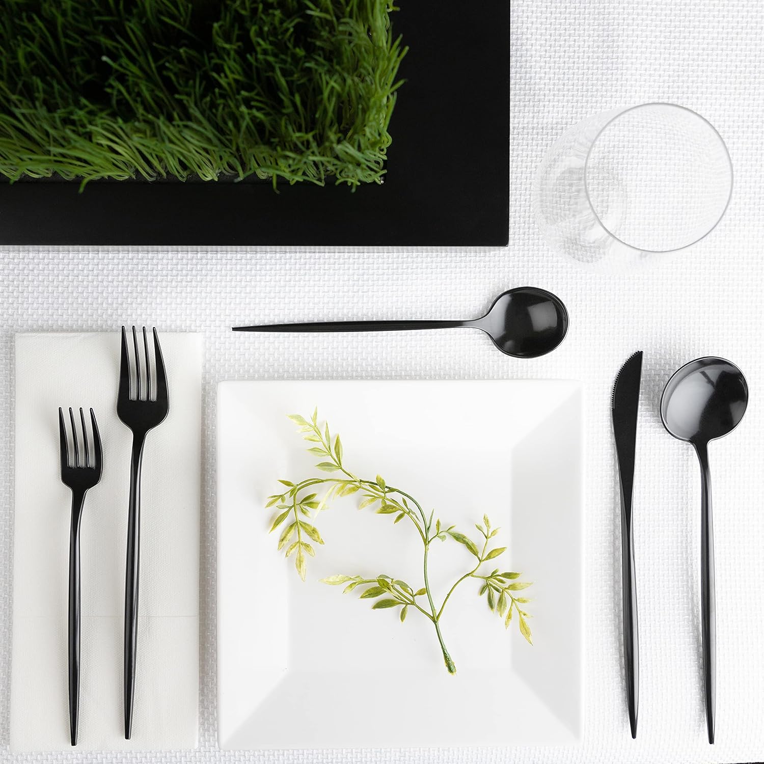 Novelty Modern Flatware  Cutlery  Salad forks Luxury Black 32 Count