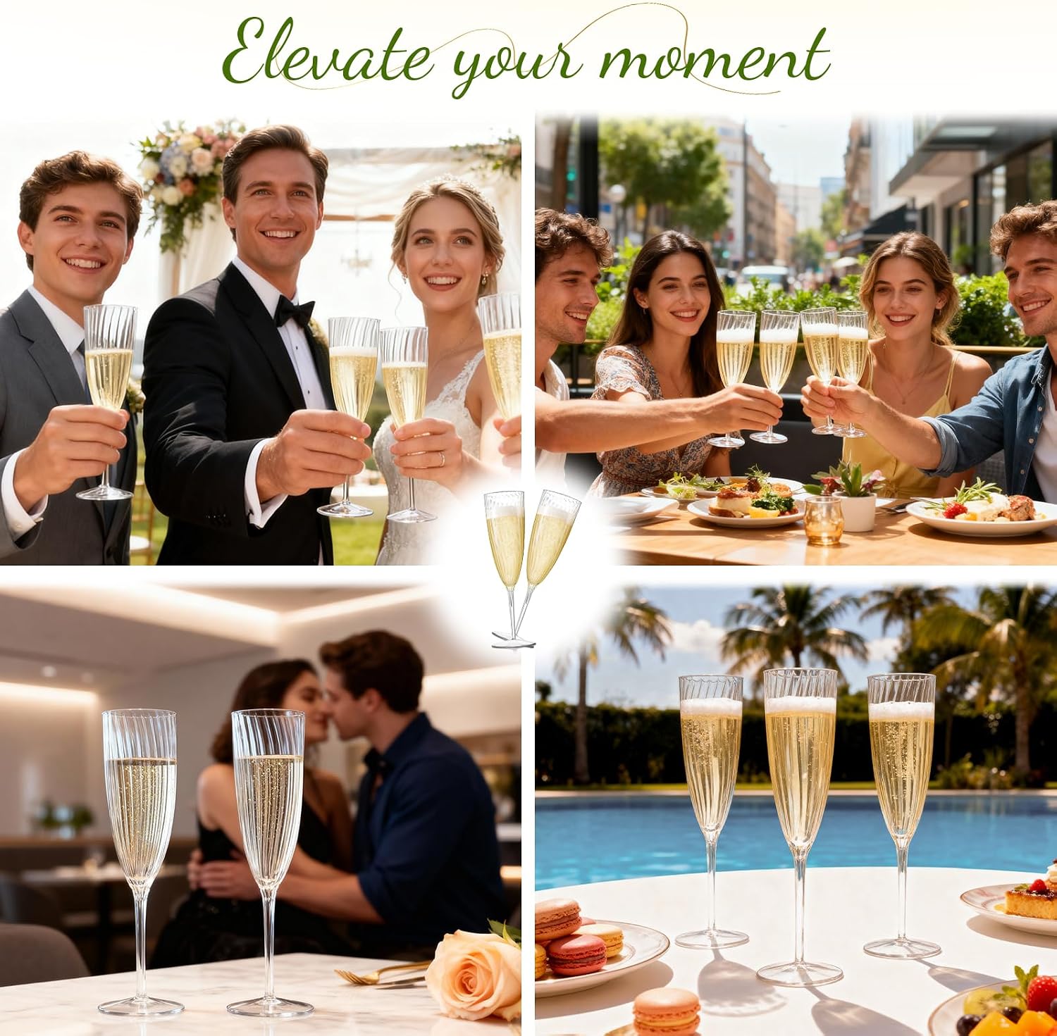 48 PCS Plastic Champagne Flutes Disposable  6 Oz Clear Plastic Champagne Glasses Reusable Wine Cocktail Cups for Weddings Parties Drinking Toasting Home Daily Life (Clear)