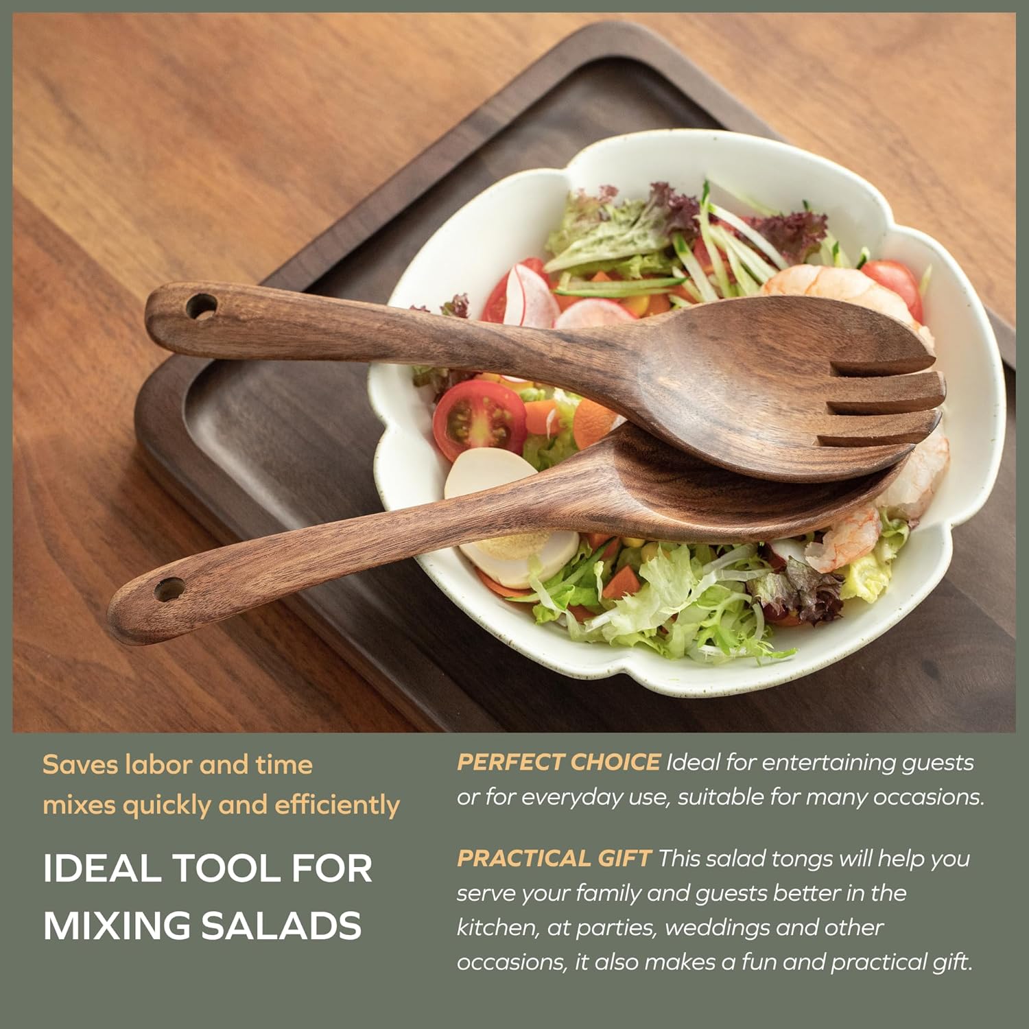 Muso Wood Acacia Salad Servers 10-inch set of 2 (Acacia salad servers)