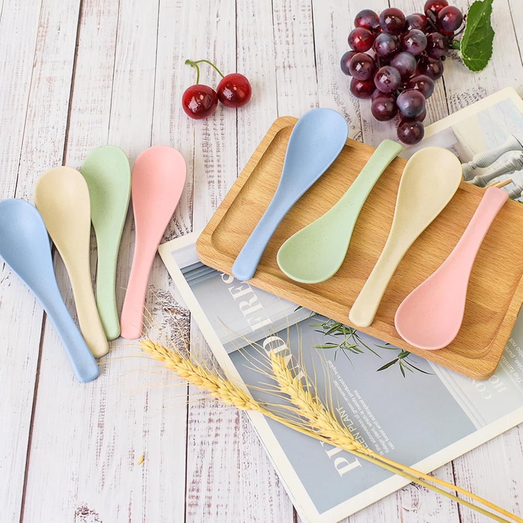 8 Pcs Plastic Spoon Dinner Spoons  Lnrkai Portable Reusable Soup Spoon Reusable Multicolor Lightweight Durable Spoon Dishwasher & Microwave Safe for Gift Set (8PCS)