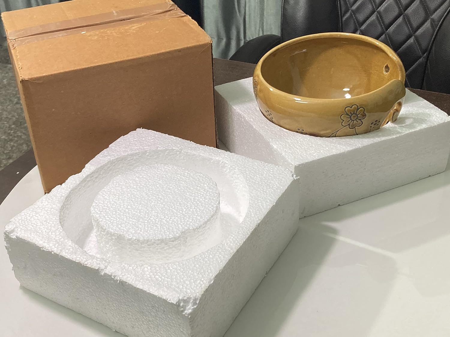 Deals - Ceramic Yarn Bowls 6x4 Inch Handmade Yarn Holder Decorative Knitting Bowl for Knitters Great Gift for Crochet Lovers by ABHANDICRAFTS (Brown)