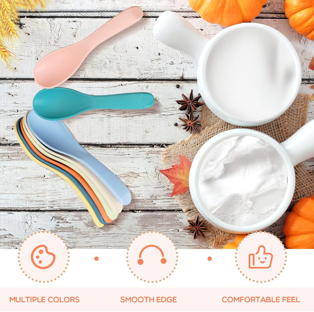 16 Pcs Wheat Straw Spoon set Unbreakable Soup Spoons 6 Inches Portable Small Spoons Cereal Spoon for Adult (8 colors)
