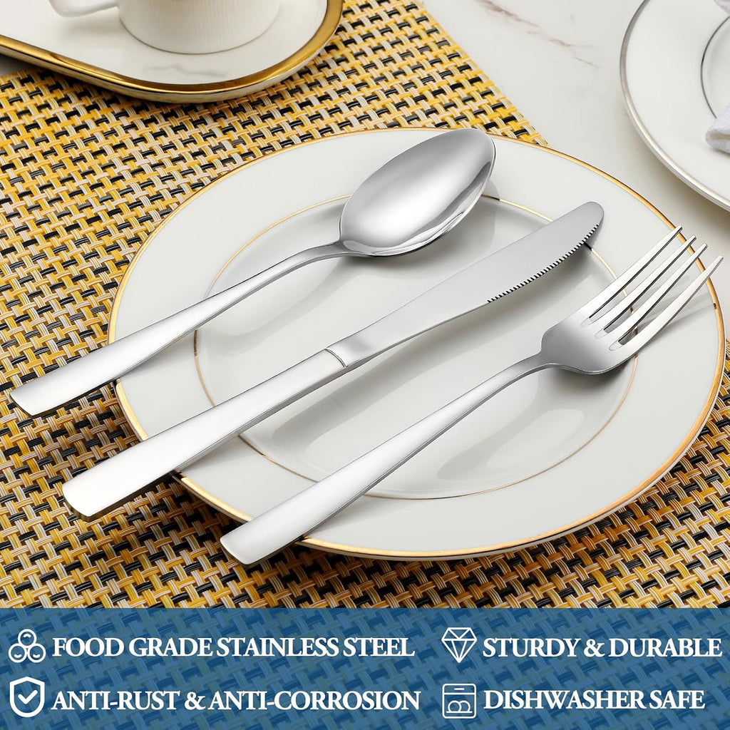 12 Piece Dessert Forks Set  Food-Grade Stainless Steel Silverware Forks  Salad Forks  Metal Forks for Home  Kitchen or Restaurant  Mirror Polished  Dishwasher Safe - 8 Inch
