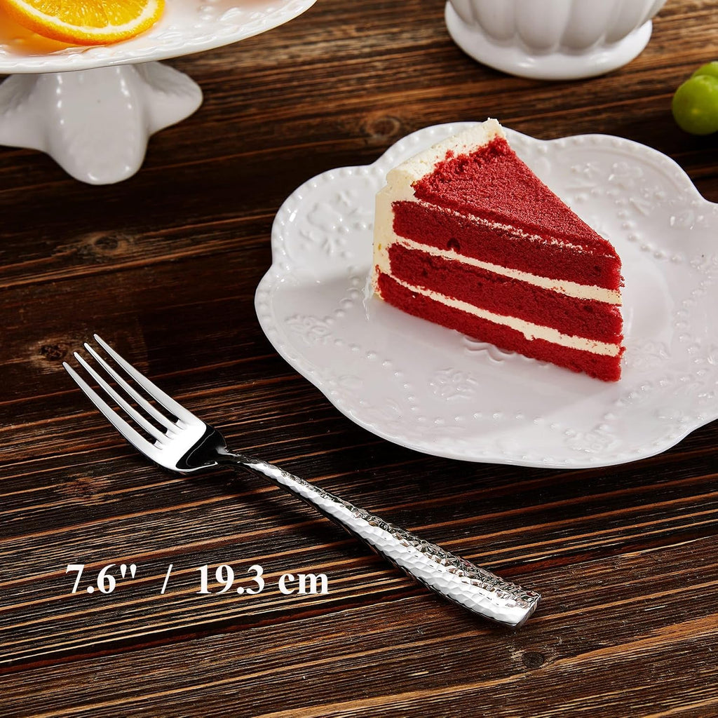 KEAWELL Premium 4-Piece 7.6" Louis Hammered Salad Fork Set  18/10 Stainless Steel  Squared Edge with Smooth Rounded Edges for Comfort  Dishwasher Safe (4  7.6" Salad Fork)