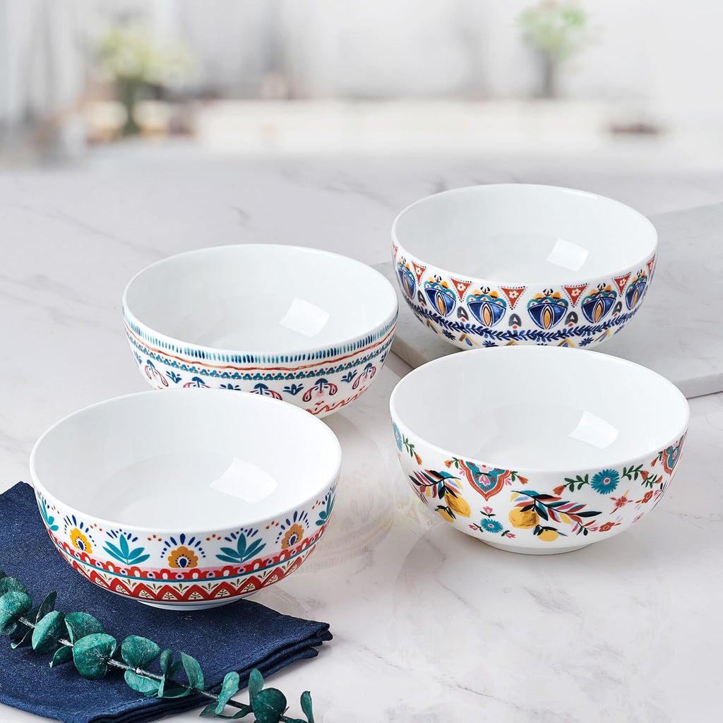Mikasa Painted Medallion Set of 4 Bone China All Purpose Soup Cereal Bowl  18 Ounces