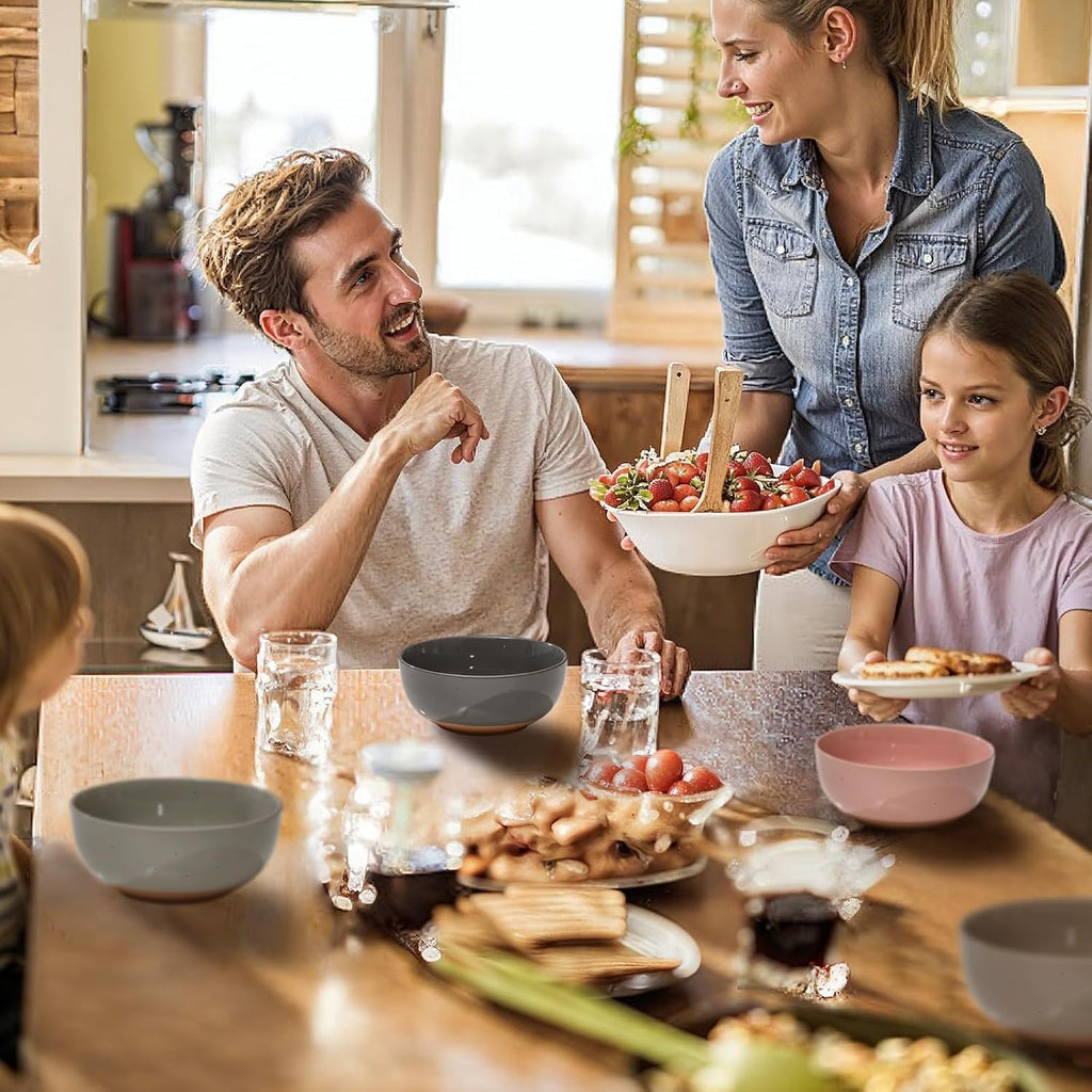 Morandi Color Large Ceramic Bowls Set of 4  30 Ounce Cereal  Soup  Salad  Oatmeal  Serving Bowls - Dishwasher & Microwave Safe
