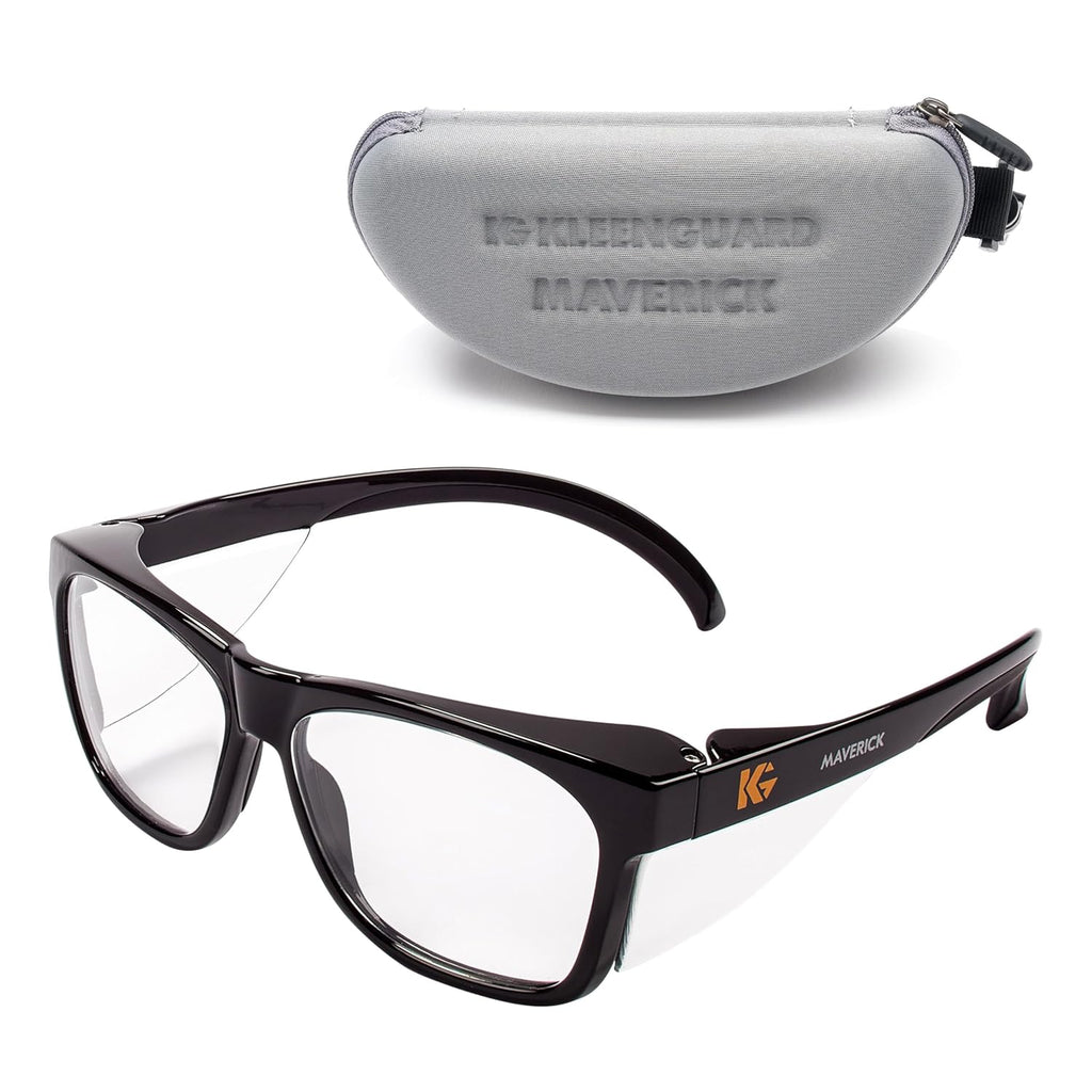 Kleenguard™ V30 Maverick™ Safety Glasses (56567)  Clear Lenses with KleenVision™ Anti-Fog coating  Black Frame  Carrying Case  Eyewear for Men and Women