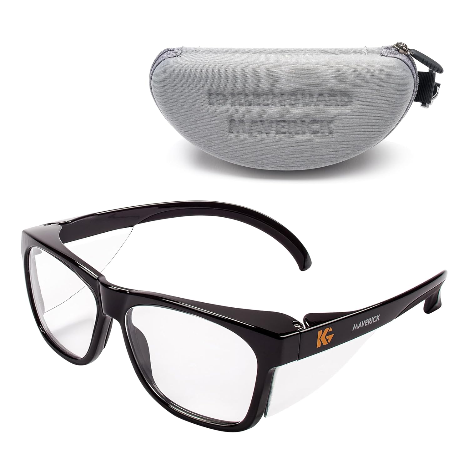 Kleenguard™ V30 Maverick™ Safety Glasses (56567)  Clear Lenses with KleenVision™ Anti-Fog coating  Black Frame  Carrying Case  Eyewear for Men and Women