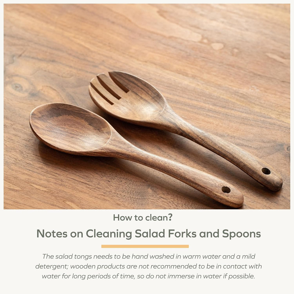 Muso Wood Acacia Salad Servers 10-inch set of 2 (Acacia salad servers)