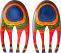 Totally Bamboo Baltique Marrakesh Collection Salad Hands Serving Utensil Set  Colorful Wooden Salad Servers