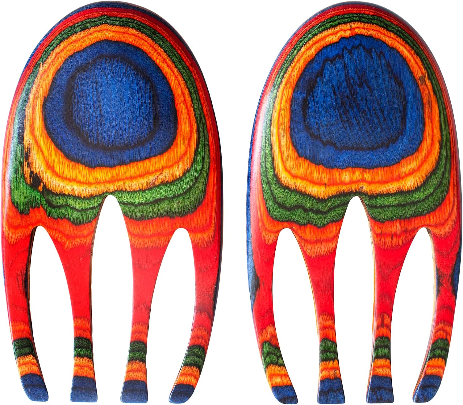 Totally Bamboo Baltique Marrakesh Collection Salad Hands Serving Utensil Set  Colorful Wooden Salad Servers