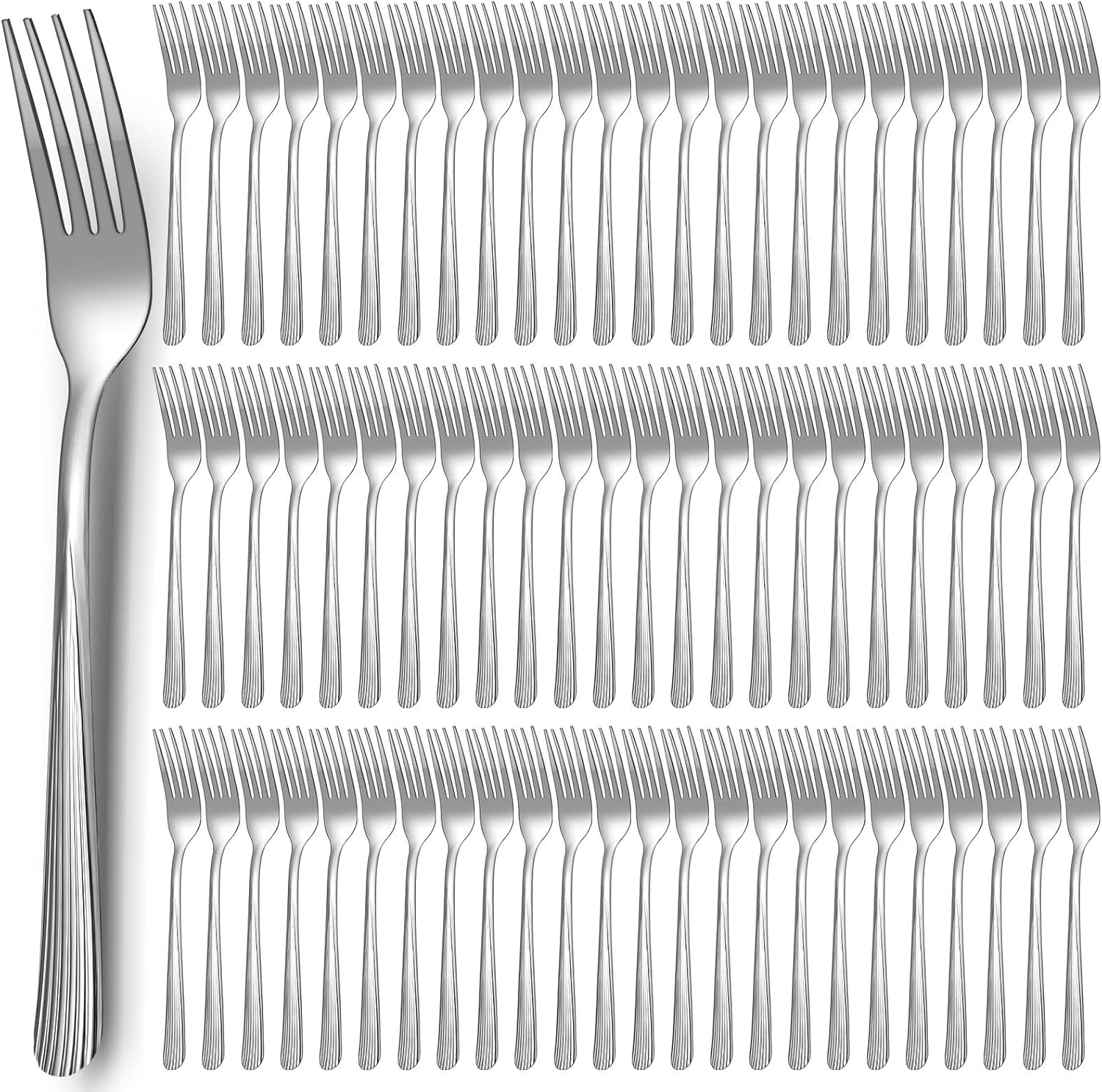 Minatee 100 Pieces Dinner Forks Bulk Set 6.9 Inches Stainless Steel Metal Forks Flatware Fork Silverware Salad Forks Table Fork Mirror Polished for Home Restaurant Eating Kitchen Utensils