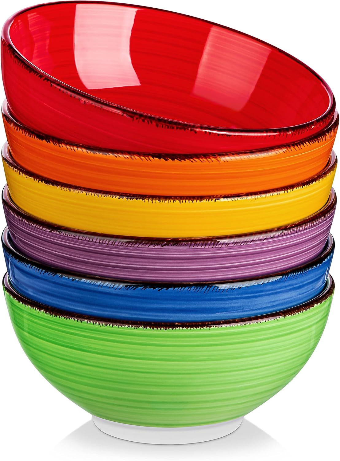 vancasso Bonita Cereal Bowls Set of 6-27 Oz Ceramic Soup Bowls  Microwave & Dishwasher Safe  6 Inch Colorful Serving Bowls for Kitchen