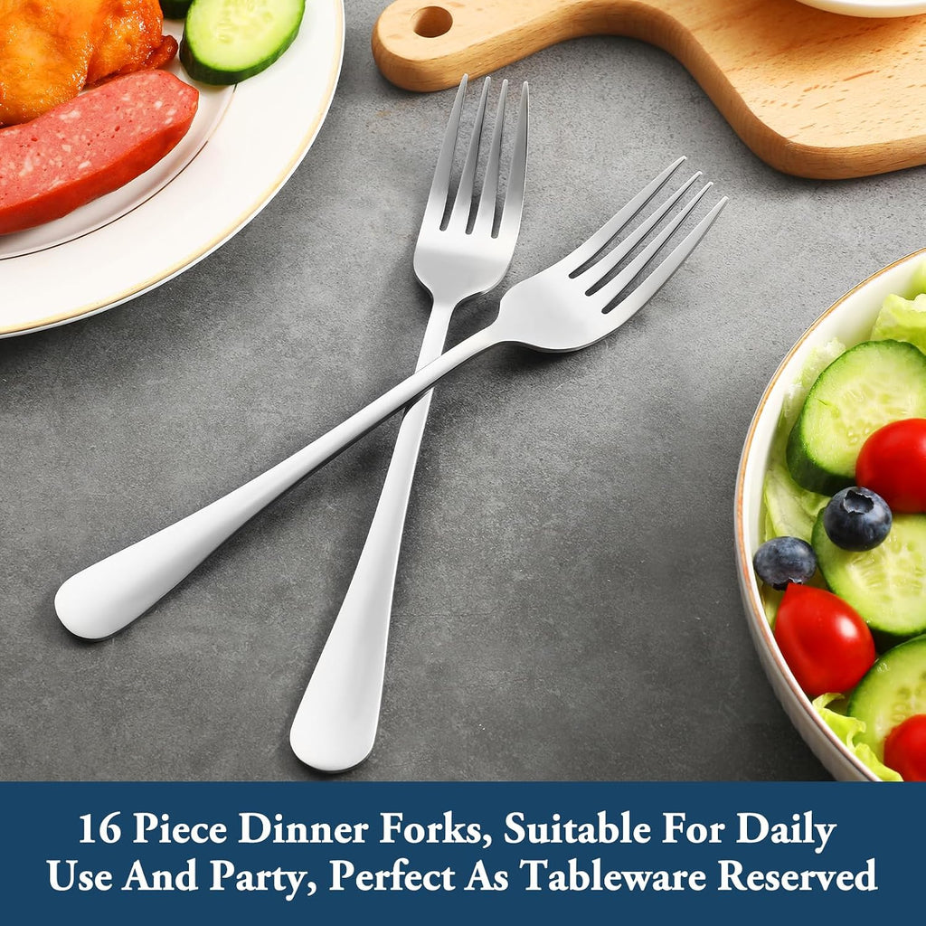 Dinner Forks Set of 16 Top Food Grade Stainless Steel Silverware Forks Table Forks Flatware Forks 8 Inches Mirror Finish & Dishwasher Safe Use for Home Kitchen or Restaurant