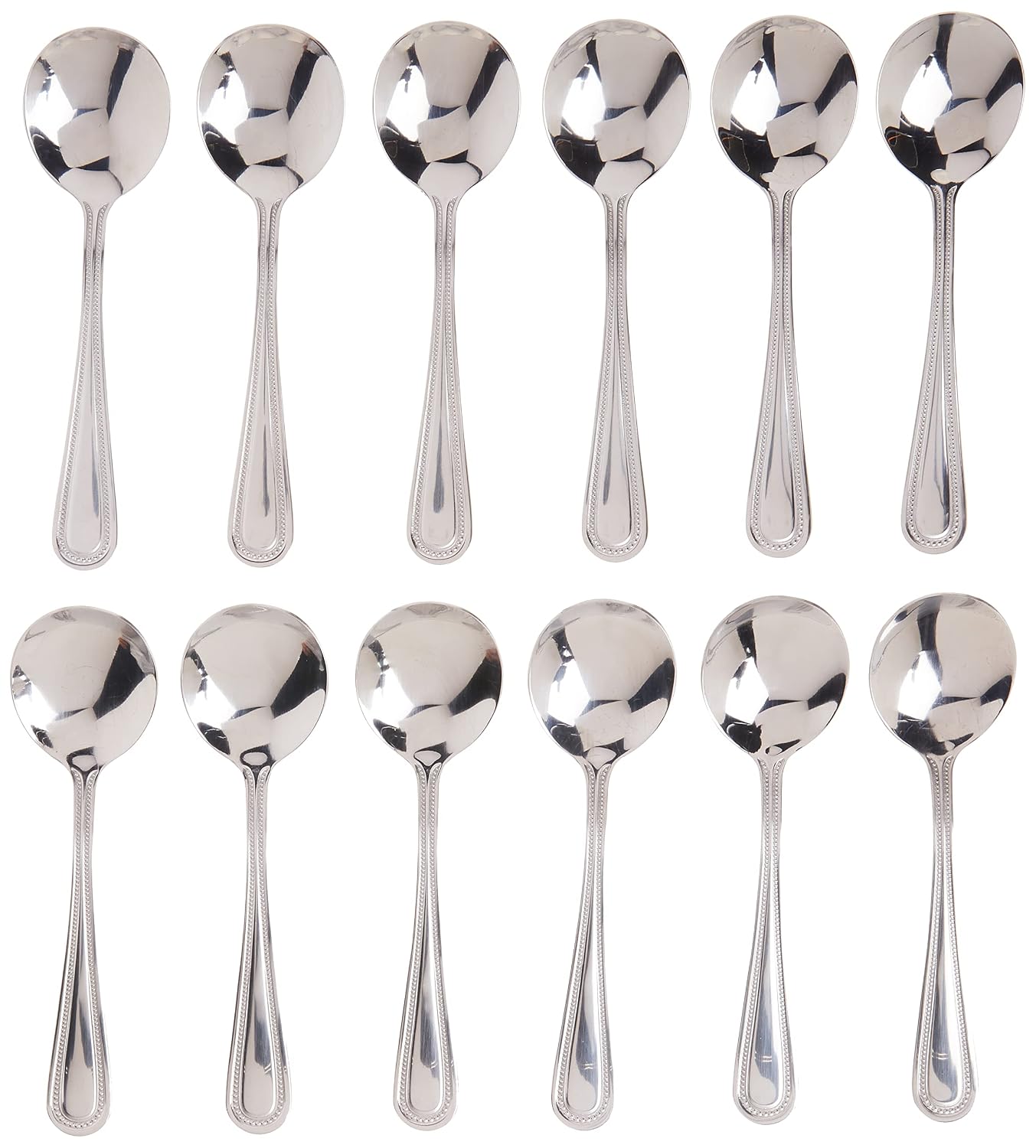 Winco 12-Piece Dots Bouillon Spoon Set  18-0 Stainless Steel Silver