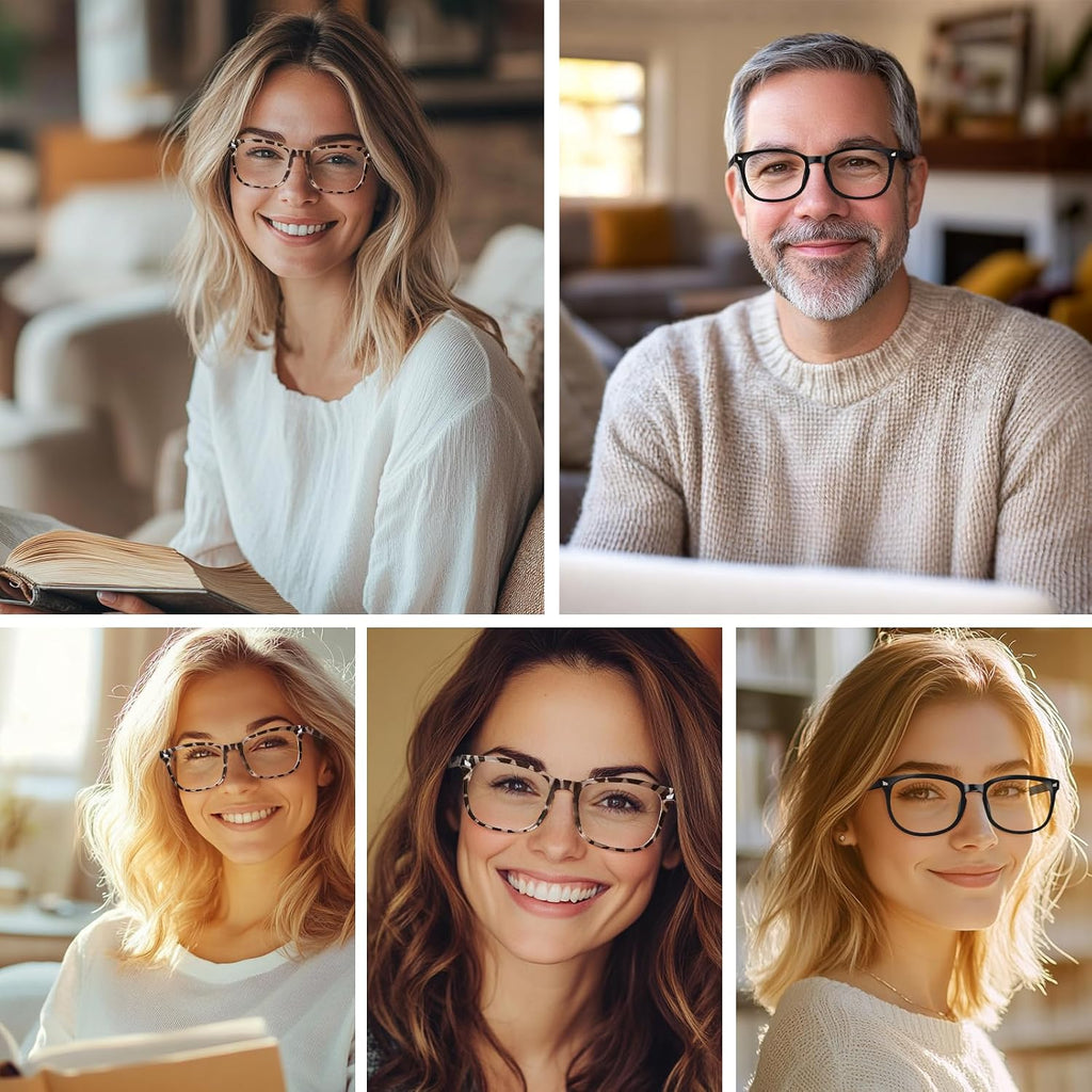 CHEERS DEVICES Reading Glasses for Women Men  Eyeglasses  Blue Light Readers for Men Women  Computer Eye Glasses  Cheaters - 5 Pair (1.5x)
