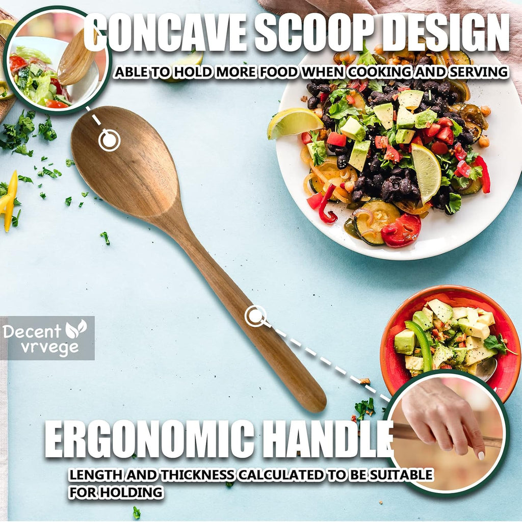 Wood Spoon  Healthy Acacia Wooden Cooking Spoons  Durable Kitchen Serving Spoon Scooper  Non Scratch Wood Ladle Tableware For Cooking  Serving Salad  Stirring Soup  Easy to use