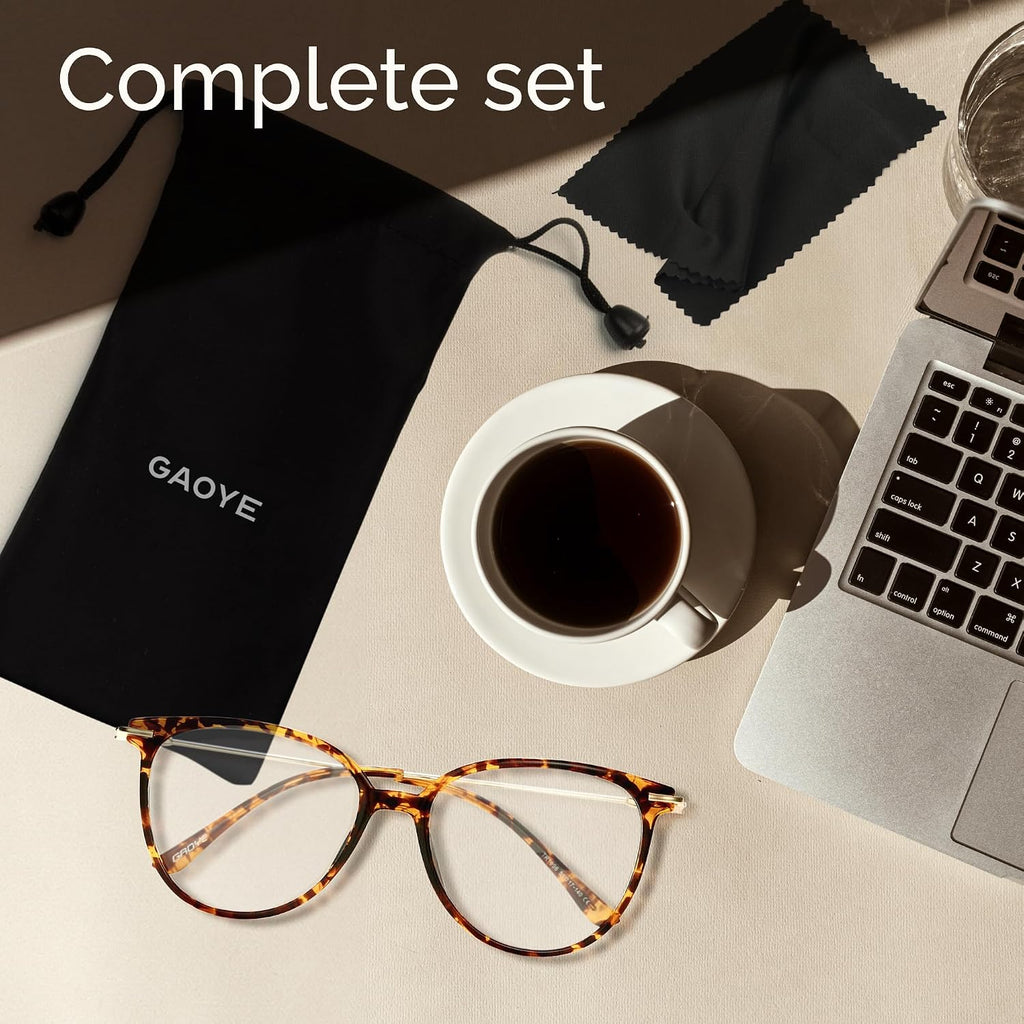 Gaoye Blue Light Blocking Glasses - Trending Round TR90 Frames  Metal Arms  UV400 Protection - Matching Soft Case
