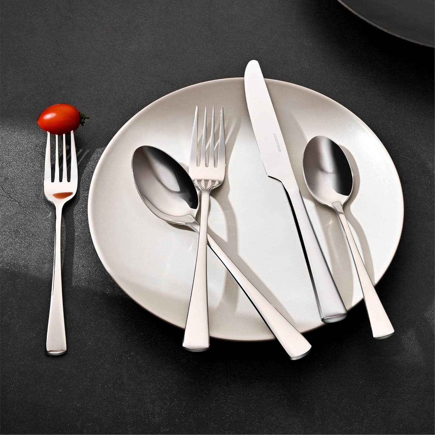 KINGSTONE Silverware Set for 8  40-Piece Forged 18/10 Stainless Steel Flatware Set  Mirror Finish Cutlery Set Dishwasher Safe for Home  Restaurant  Wedding  Party