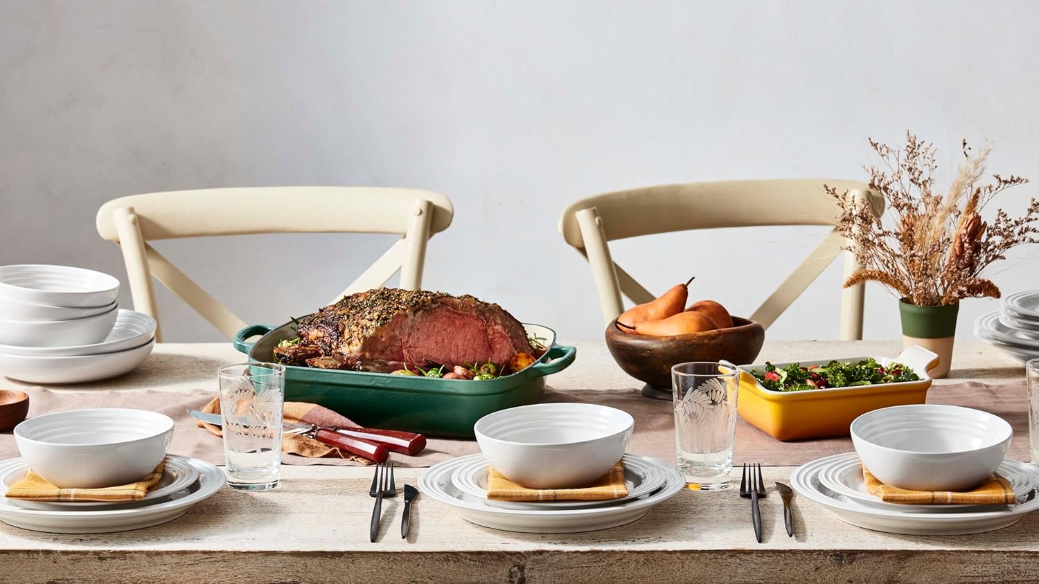Le Creuset Stoneware Set of 4 Soup Bowls  22 oz. (6.25") each  White