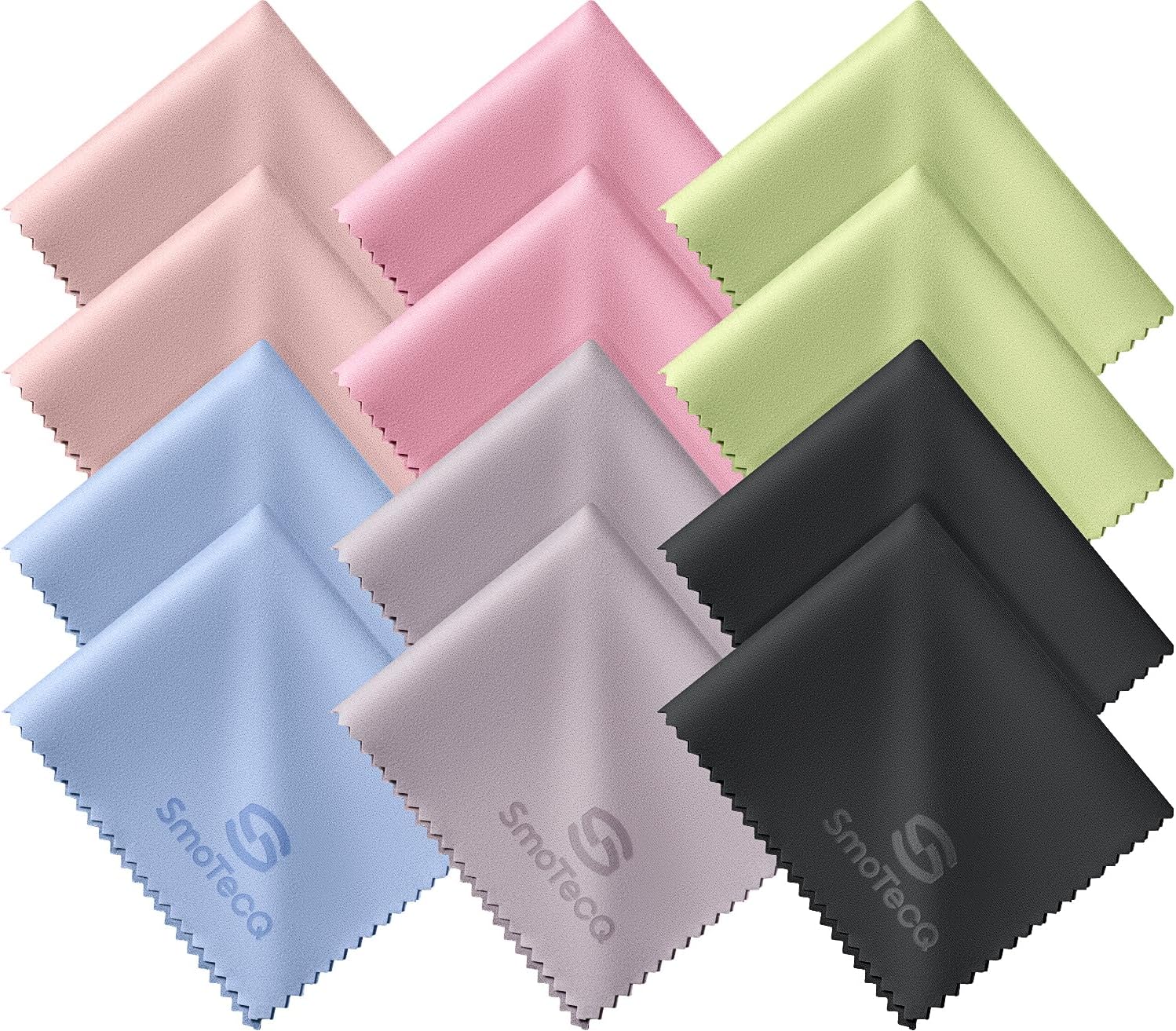 SmoTecQ 12 Pack Microfiber Lens Cleaning Cloths – Ultra-Soft  Scratch-Free Eyeglass Cloths for Glasses  Screens & Cameras – 7×6 in  Assorted Colors