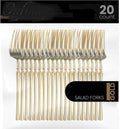 PlasticPro 20 Count Gold Plastic Salad Forks Premium Quality Heavy Duty Disposable Elegant Silverware Salad Forks for Party