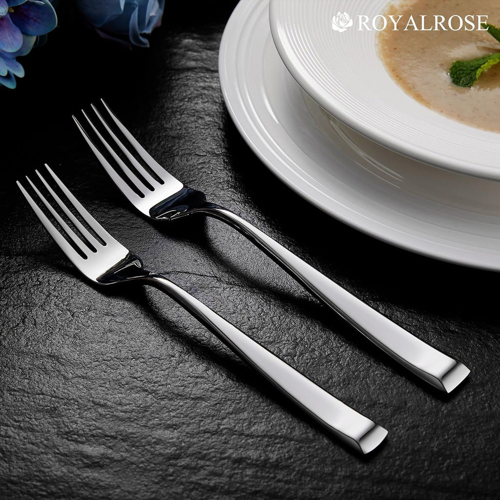 Royalrose Alexander Fine Forks  Set of 4  18/10 Stainless Steel  Well Made  Dishwasher Safe  Heavy Duty Fork (8.1" Dinner Fork)