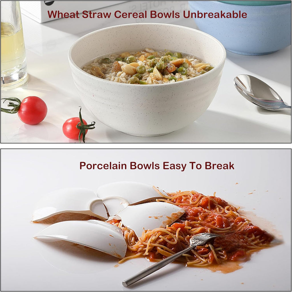 8PCS Cereal Bowl  Ohola Unbreakable Wheat Straw Cereal Bowls  Microwave & Dishwasher Safe Kitchen Bowls for Cereal  Snack  Soup  Salad and Rice  MultiColors  BPA Free  26oz (Ser of 8)