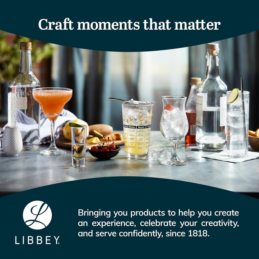 Libbey Heavy Base Drinking Glasses Set of 8  15.5 Oz Elegant  Weighted Clear Water Glasses  Dishwasher Safe Glass Cups Set for Parties  Birthdays