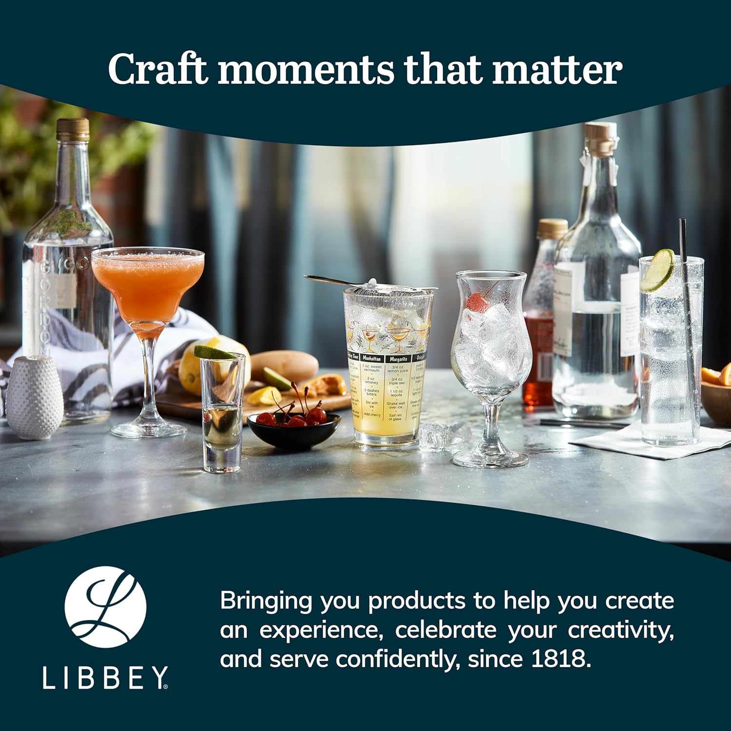 Libbey Heavy Base Drinking Glasses Set of 8  15.5 Oz Elegant  Weighted Clear Water Glasses  Dishwasher Safe Glass Cups Set for Parties  Birthdays